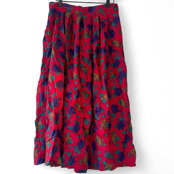 Sk & Company Dresses & Skirts - Floral Red Maxi Skirt